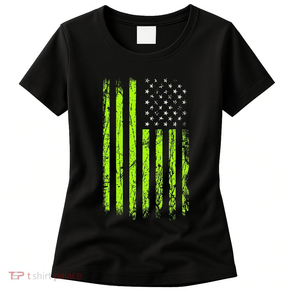 Green Stars & Stripes.American Usa Flag Green Color Womens T-Shirt