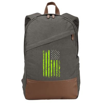 Green Stars & Stripes.American Usa Flag Green Color Cotton Canvas Backpack