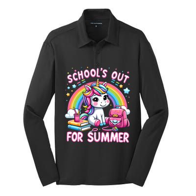 Goodbye School SchoolS Out For Summer Hello Summer Gift Silk Touch Performance Long Sleeve Polo