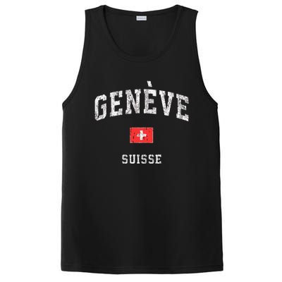 Geneva Suisse Switzerland Vintage Athletic Sports Design PosiCharge Competitor Tank