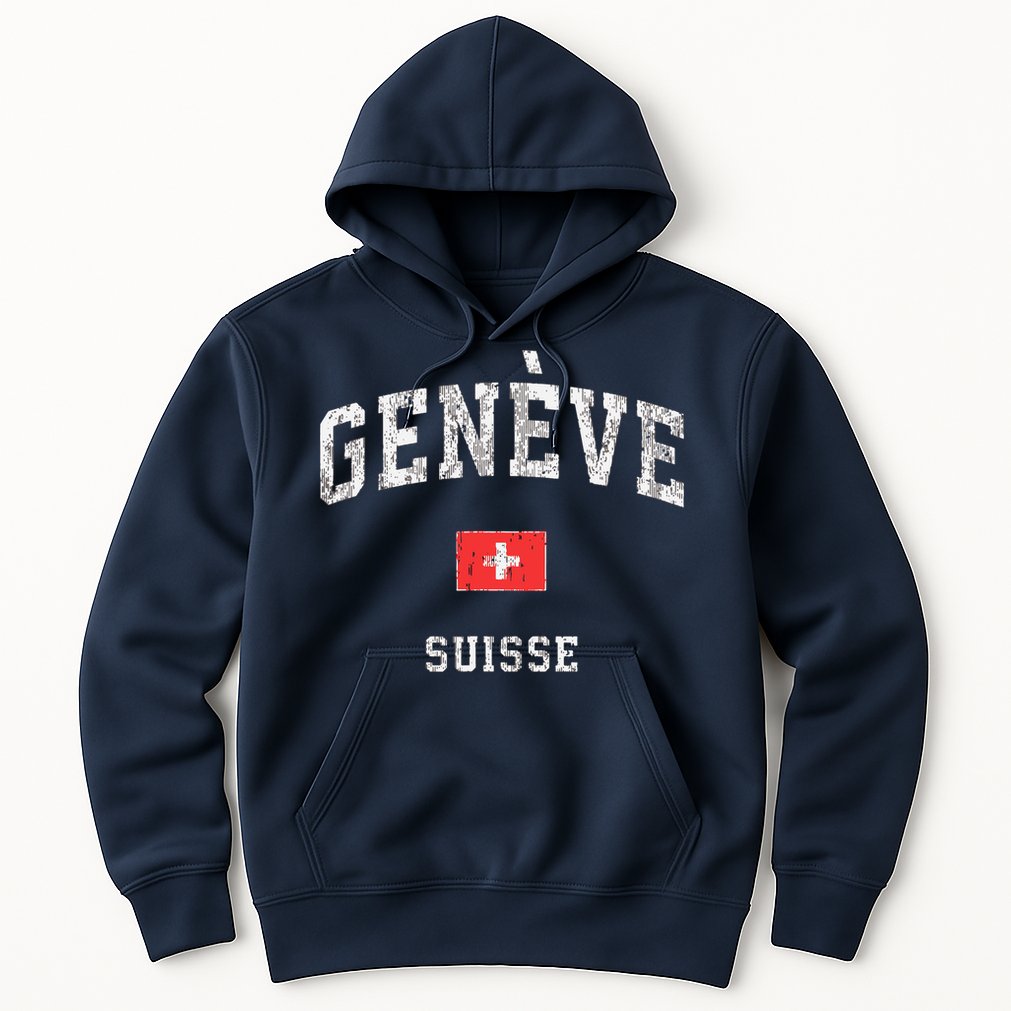 Geneva Suisse Switzerland Vintage Athletic Sports Design Hoodie