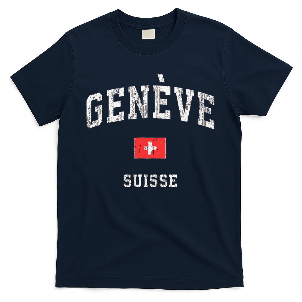 Geneva Suisse Switzerland Vintage Athletic Sports Design T-Shirt