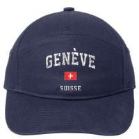 Geneva Suisse Switzerland Vintage Athletic Sports Design 7-Panel Snapback Hat