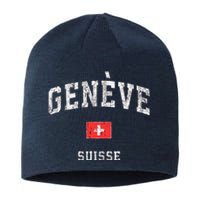 Geneva Suisse Switzerland Vintage Athletic Sports Design Sustainable Beanie