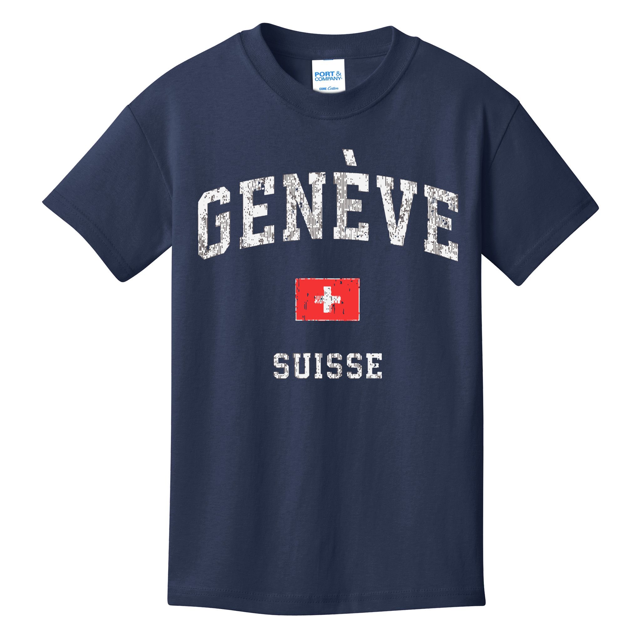 Geneva Suisse Switzerland Vintage Athletic Sports Design Kids T-Shirt
