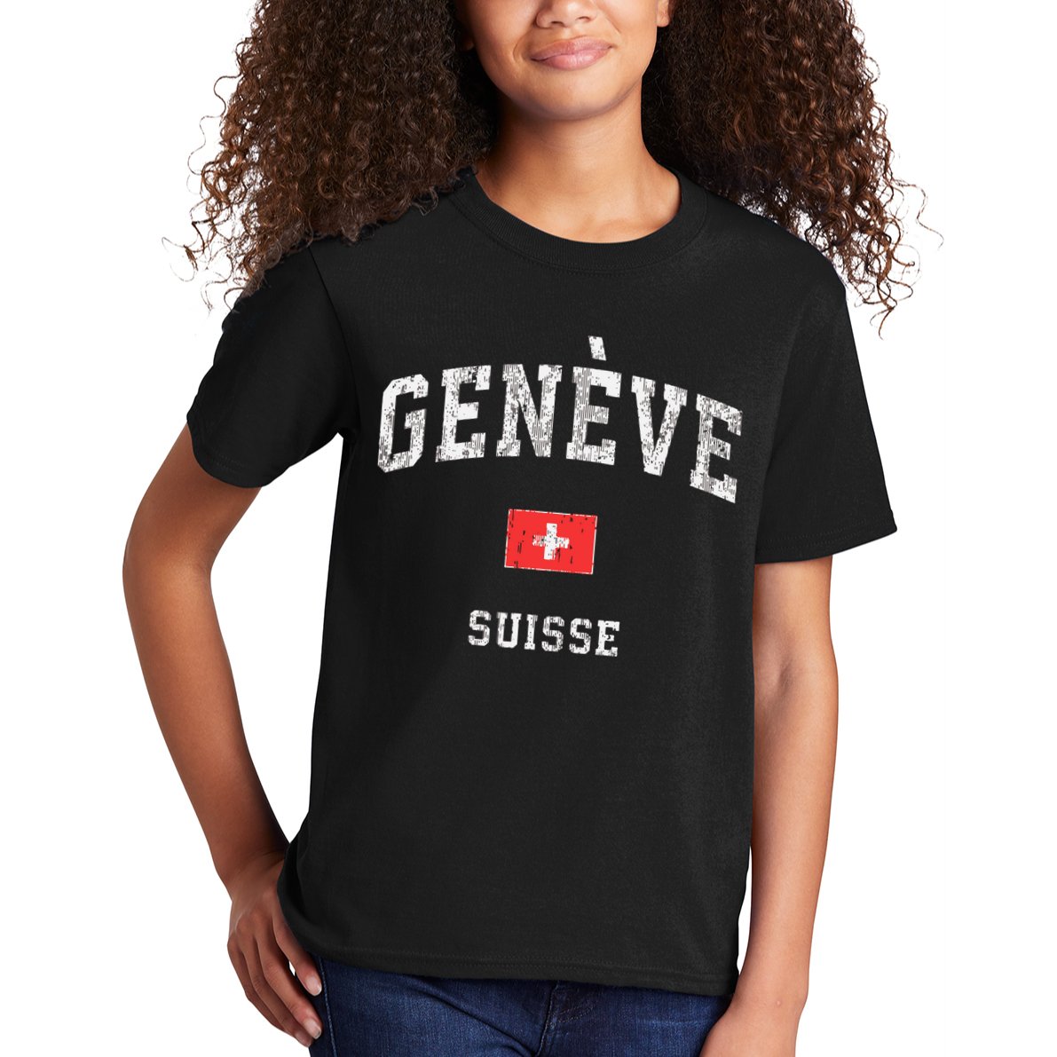 Geneva Suisse Switzerland Vintage Athletic Sports Design Kids T-Shirt