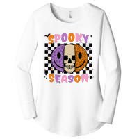 Groovy Spooky Season Halloween Ghost Boo Smile Face Pumpkin Women's Perfect Tri Tunic Long Sleeve Shirt