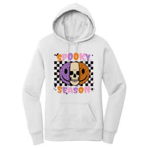 Groovy Spooky Season Halloween Ghost Boo Smile Face Pumpkin Women's Pullover Hoodie