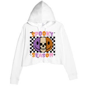 Groovy Spooky Season Halloween Ghost Boo Smile Face Pumpkin Crop Fleece Hoodie