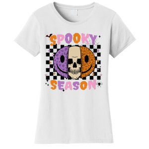 Groovy Spooky Season Halloween Ghost Boo Smile Face Pumpkin Women's T-Shirt