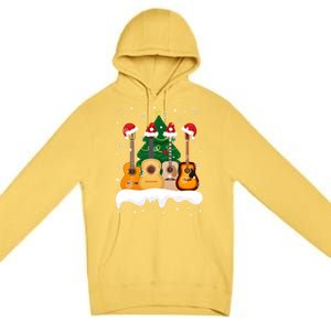 Guitar Santa Snow Christmas Tree Funny For Music Lovers Xmas Great Gift Premium Pullover Hoodie