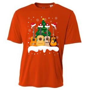 Guitar Santa Snow Christmas Tree Funny For Music Lovers Xmas Great Gift Cooling Performance Crew T-Shirt