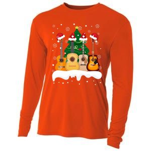 Guitar Santa Snow Christmas Tree Funny For Music Lovers Xmas Great Gift Cooling Performance Long Sleeve Crew