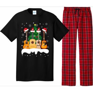 Guitar Santa Snow Christmas Tree Funny For Music Lovers Xmas Great Gift Pajama Set