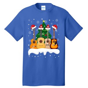 Guitar Santa Snow Christmas Tree Funny For Music Lovers Xmas Great Gift Tall T-Shirt