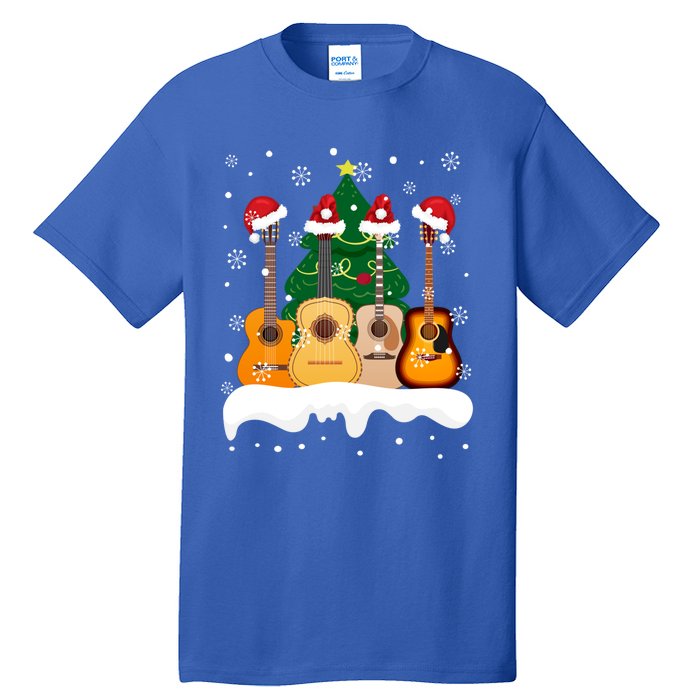 Guitar Santa Snow Christmas Tree Funny For Music Lovers Xmas Great Gift Tall T-Shirt