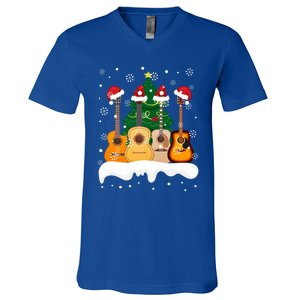 Guitar Santa Snow Christmas Tree Funny For Music Lovers Xmas Great Gift V-Neck T-Shirt