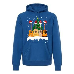 Guitar Santa Snow Christmas Tree Funny For Music Lovers Xmas Great Gift Premium Hoodie