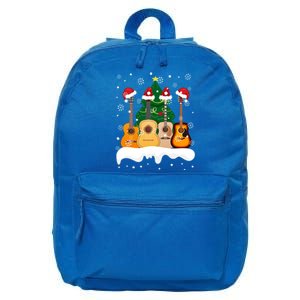 Guitar Santa Snow Christmas Tree Funny For Music Lovers Xmas Great Gift 16 in Basic Backpack