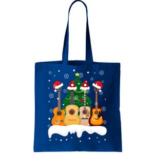 Guitar Santa Snow Christmas Tree Funny For Music Lovers Xmas Great Gift Tote Bag