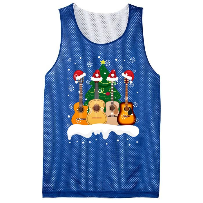 Guitar Santa Snow Christmas Tree Funny For Music Lovers Xmas Great Gift Mesh Reversible Basketball Jersey Tank