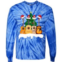 Guitar Santa Snow Christmas Tree Funny For Music Lovers Xmas Great Gift Tie-Dye Long Sleeve Shirt