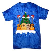 Guitar Santa Snow Christmas Tree Funny For Music Lovers Xmas Great Gift Tie-Dye T-Shirt