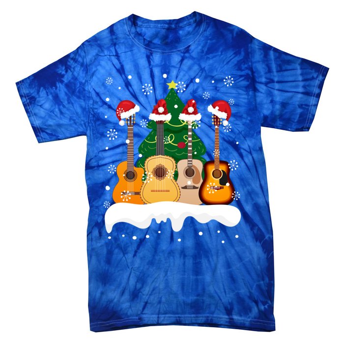 Guitar Santa Snow Christmas Tree Funny For Music Lovers Xmas Great Gift Tie-Dye T-Shirt