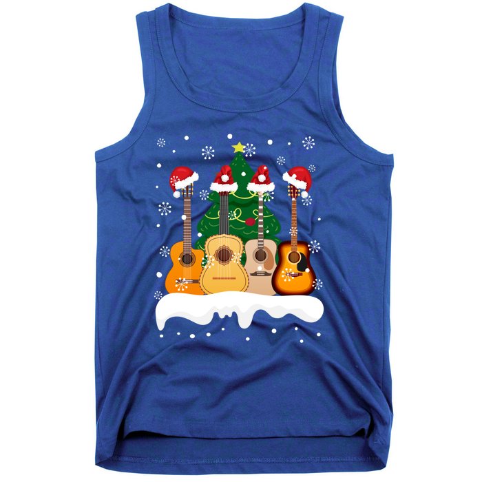 Guitar Santa Snow Christmas Tree Funny For Music Lovers Xmas Great Gift Tank Top