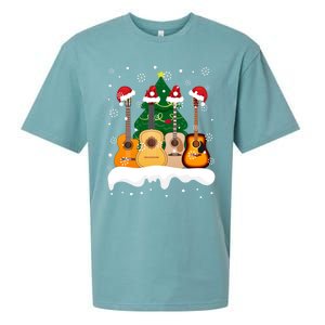 Guitar Santa Snow Christmas Tree Funny For Music Lovers Xmas Great Gift Sueded Cloud Jersey T-Shirt