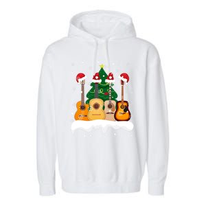 Guitar Santa Snow Christmas Tree Funny For Music Lovers Xmas Great Gift Garment-Dyed Fleece Hoodie