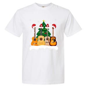 Guitar Santa Snow Christmas Tree Funny For Music Lovers Xmas Great Gift Garment-Dyed Heavyweight T-Shirt