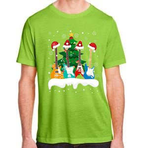 Guitar Santa Snow Christmas Tree Funny For Music Lovers Xmas Great Gift Adult ChromaSoft Performance T-Shirt