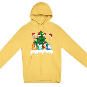 Guitar Santa Snow Christmas Tree Funny For Music Lovers Xmas Great Gift Premium Pullover Hoodie