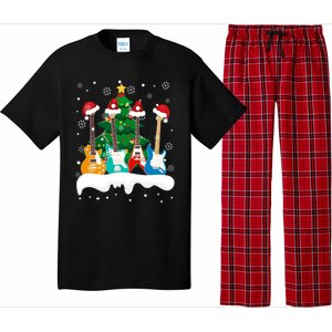 Guitar Santa Snow Christmas Tree Funny For Music Lovers Xmas Great Gift Pajama Set