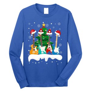 Guitar Santa Snow Christmas Tree Funny For Music Lovers Xmas Great Gift Long Sleeve Shirt