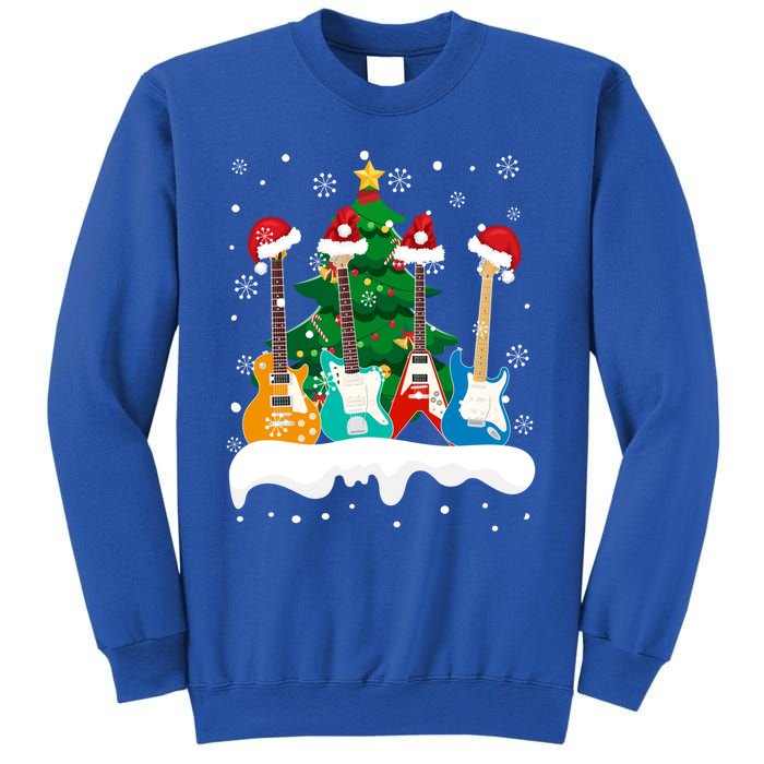 Guitar Santa Snow Christmas Tree Funny For Music Lovers Xmas Great Gift Sweatshirt