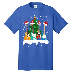 Guitar Santa Snow Christmas Tree Funny For Music Lovers Xmas Great Gift Tall T-Shirt