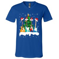 Guitar Santa Snow Christmas Tree Funny For Music Lovers Xmas Great Gift V-Neck T-Shirt