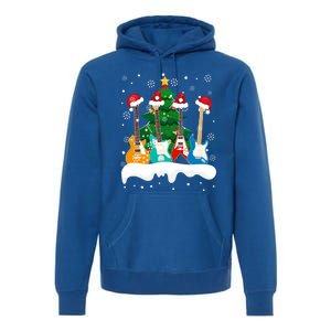 Guitar Santa Snow Christmas Tree Funny For Music Lovers Xmas Great Gift Premium Hoodie