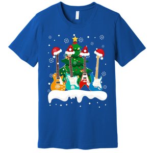 Guitar Santa Snow Christmas Tree Funny For Music Lovers Xmas Great Gift Premium T-Shirt