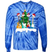 Guitar Santa Snow Christmas Tree Funny For Music Lovers Xmas Great Gift Tie-Dye Long Sleeve Shirt