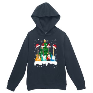 Guitar Santa Snow Christmas Tree Funny For Music Lovers Xmas Great Gift Urban Pullover Hoodie