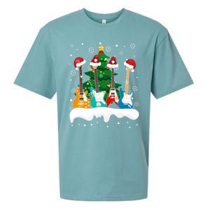 Guitar Santa Snow Christmas Tree Funny For Music Lovers Xmas Great Gift Sueded Cloud Jersey T-Shirt