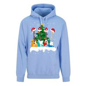 Guitar Santa Snow Christmas Tree Funny For Music Lovers Xmas Great Gift Unisex Surf Hoodie