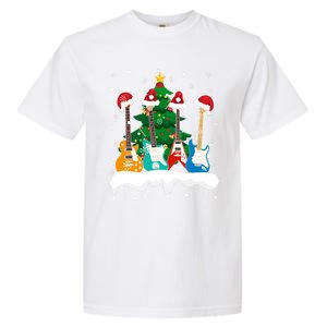 Guitar Santa Snow Christmas Tree Funny For Music Lovers Xmas Great Gift Garment-Dyed Heavyweight T-Shirt