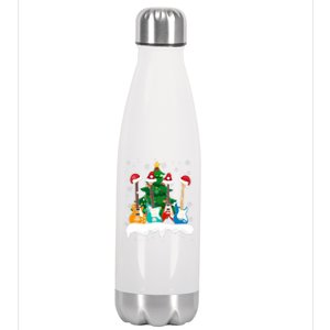 Guitar Santa Snow Christmas Tree Funny For Music Lovers Xmas Great Gift Stainless Steel Insulated Water Bottle