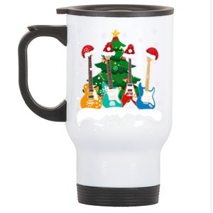 Guitar Santa Snow Christmas Tree Funny For Music Lovers Xmas Great Gift Stainless Steel Travel Mug