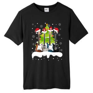 Guitar Santa Snow Christmas Tree Funny For Music Lovers Xmas Gift Tall Fusion ChromaSoft Performance T-Shirt