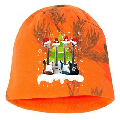 Guitar Santa Snow Christmas Tree Funny For Music Lovers Xmas Gift Kati - Camo Knit Beanie